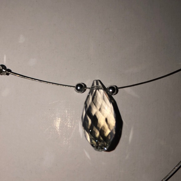 3-Strand Multi-Faceted Crystal Necklace & Earrings - Picture 3 of 7